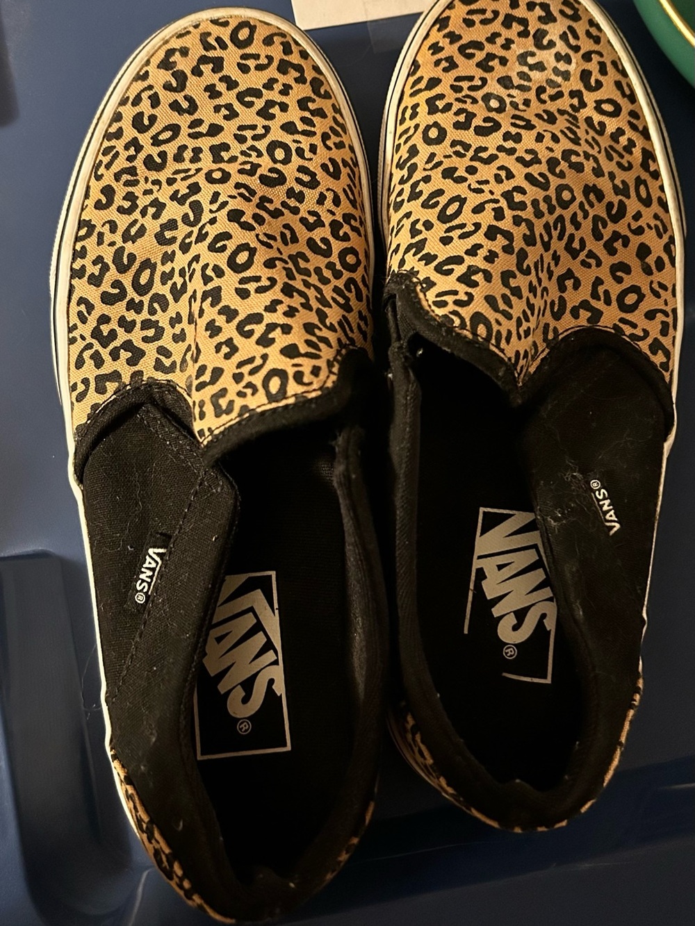 Vans Leopard Print Slip-On Sneakers - Black & Tan